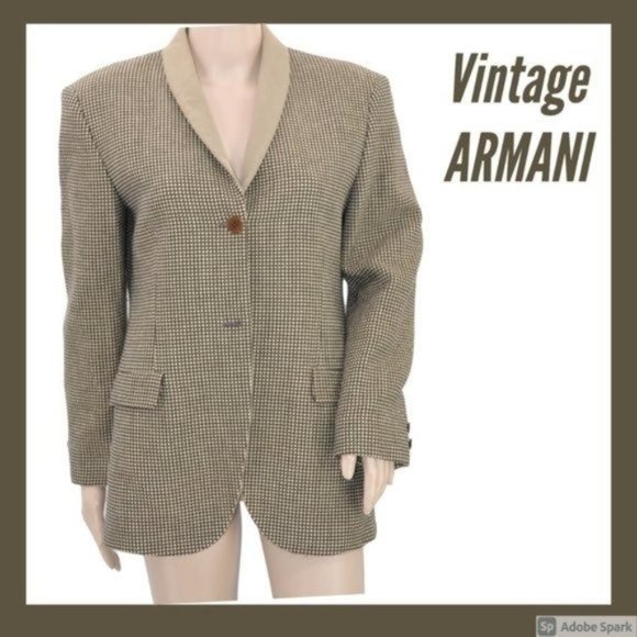 Vintage Giorgio Armani Brown Cashmere Blazer 6 38